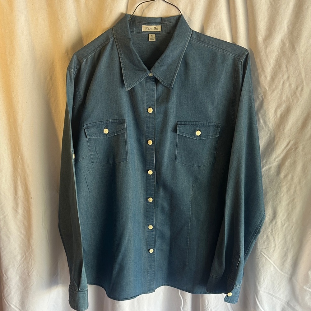 Per Se XL Button-Down Jean Shirt Size XL